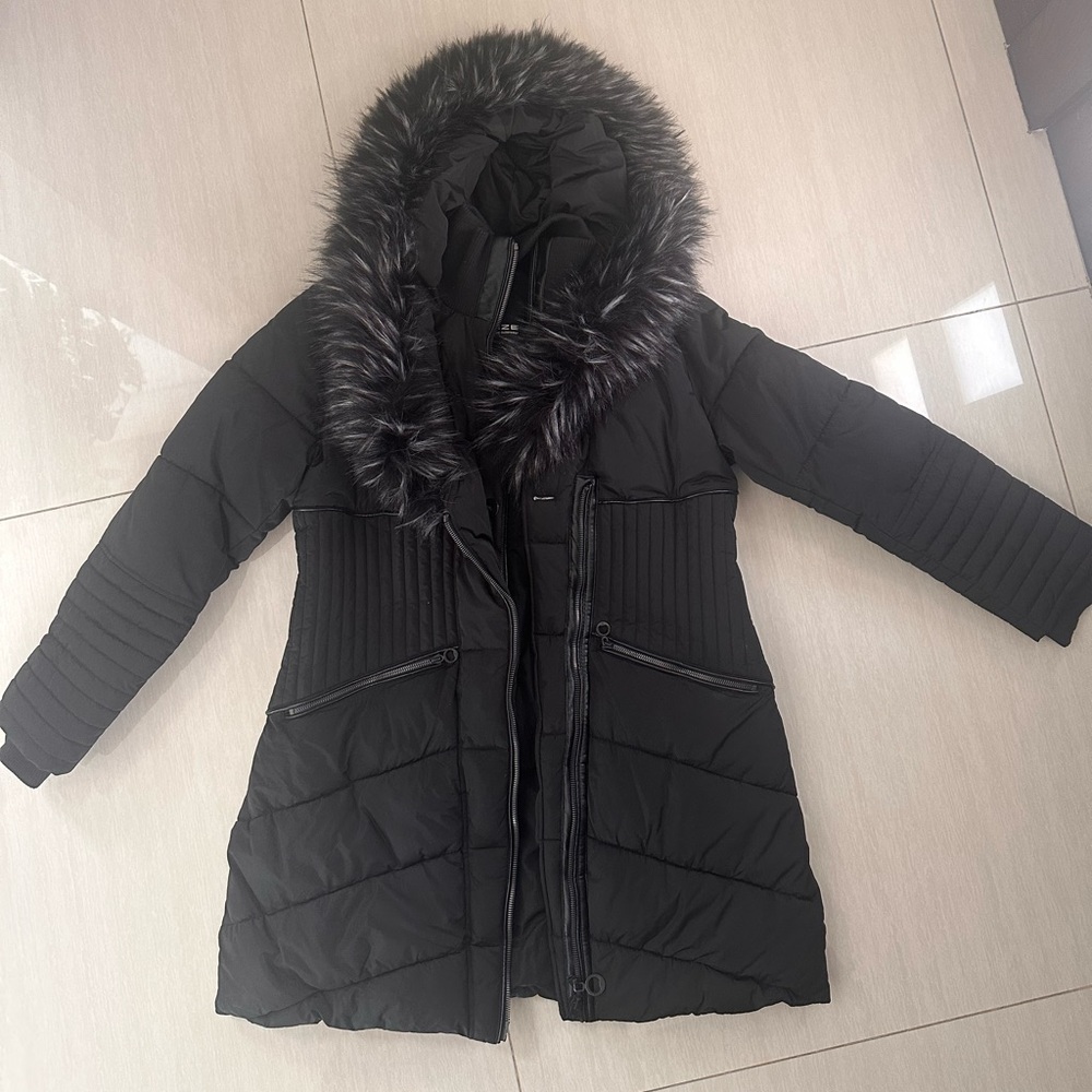 Noize Black Puffer Jacket with Faux Fur Trim - Picture 4 of 7